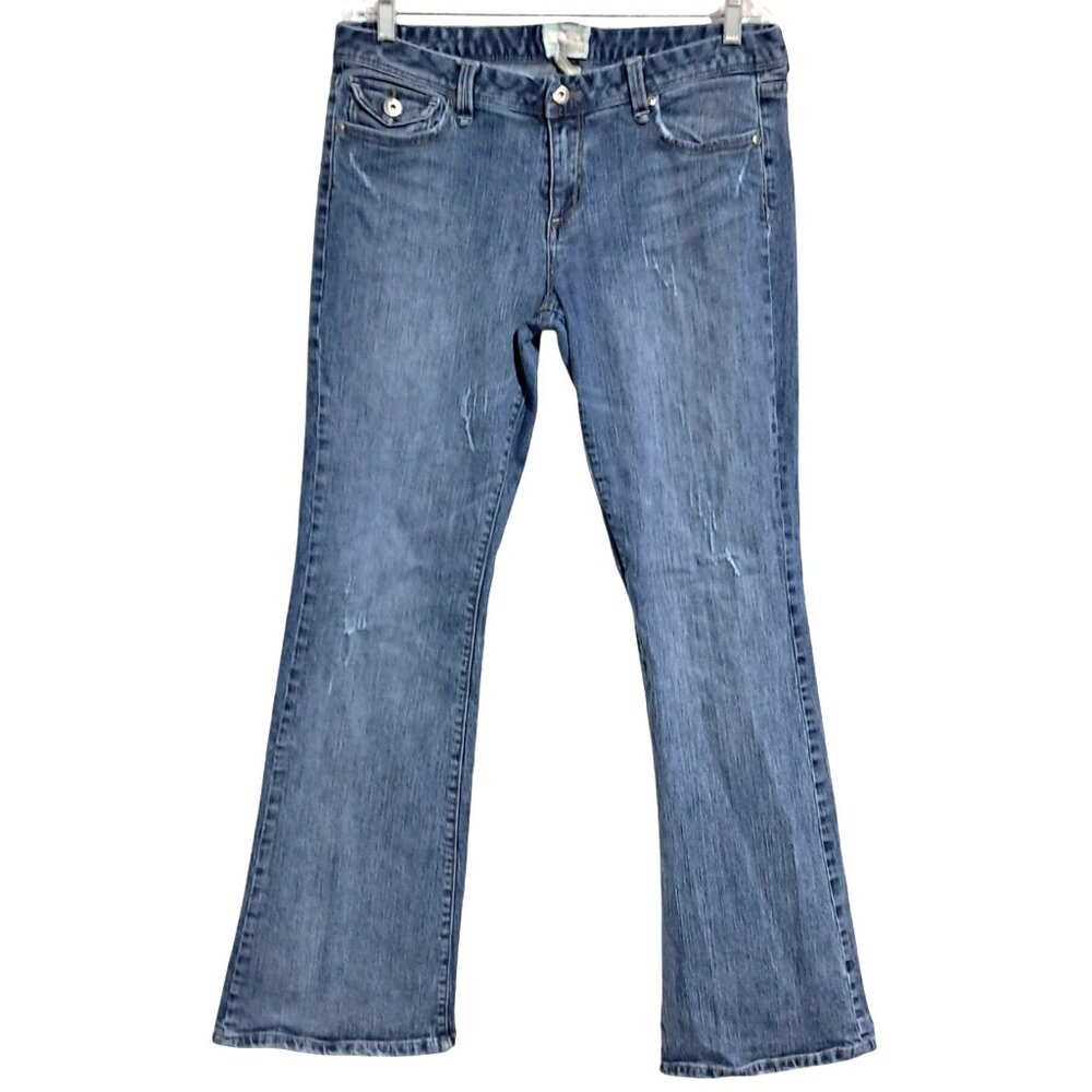 Y2K Maurices Premium Distressed Flare Jeans Size 11 / 12 Blue Denim